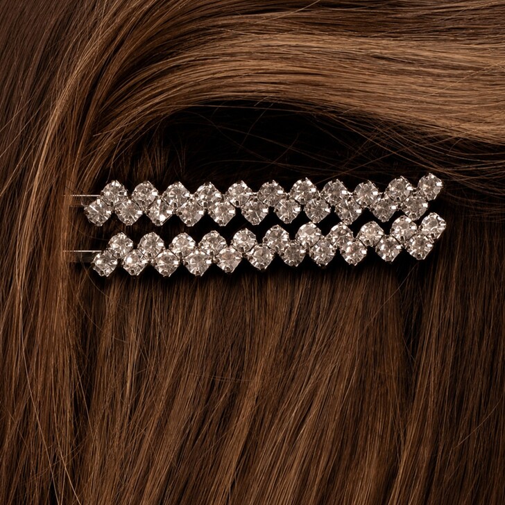 Perfect Bridal Lot de 2 barrettes de mariée en cristal argenté